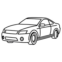 Car Minimalist Vector Line Drawing in Black and White