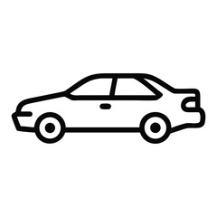 Black and White Minimal Line Art of Car Vector