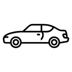 Black and White Vector Line Drawing of Car Minimal