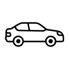 Vector Line Art of Car in Minimal Black and White Style