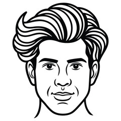 Minimal Hair Style Vector Line Drawing in Black and White