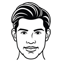 Black and White Hair Style Line Art Vector Illustration