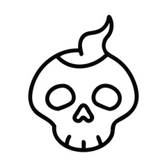 Black and White Vector Line Art of Halloween Icons Collection