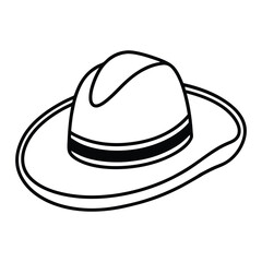Black and White Hat Minimalist Vector Line Drawing