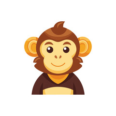 Obraz premium Flat and Minimal cartoon monkey icon vector illustration