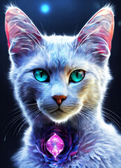 portrait of a cat with blue eyes