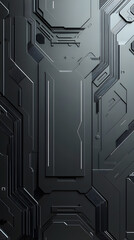 Futuristic Metallic Panel with Geometric Patterns and Circuitry