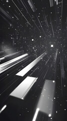 Monochromatic Abstract Light Trails in a Futuristic Space