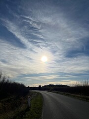 road in the sunset