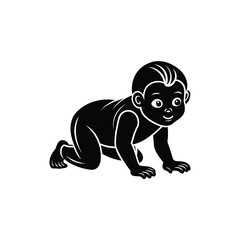 Naklejka premium Minimal crawling baby icon vector illustration