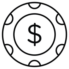 Poker chip icon simple flat icon vector symbol