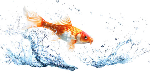 Leaping Goldfish: Water Splash, Aquatic Animal Photography