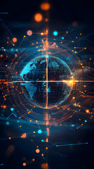 Glowing Earth Surrounded by Interconnected Nodes and Lines