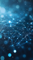 Abstract Network of Connected Nodes with Bokeh Effect