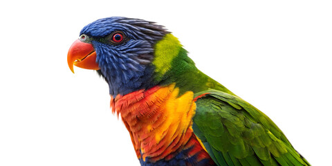 Fototapeta premium Here's a colorful, tropical bird with a red and yellow macaw and a rainbow lorikeet isolated on transparent background