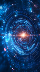 Futuristic Circular Interface with Blue and Purple Hues