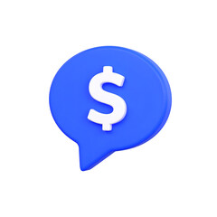 Obraz premium Blue speech bubble with dollar sign icon for financial communication