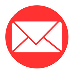 Email icon red and white color round 
