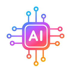 Colorful AI Icon With Gradient Blue Red Pink Yellow Colors