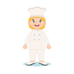 Cute boy in a chef's uniform. Vector illustration in flat cartoon style for your creativity. The picture is isolated on a white background.