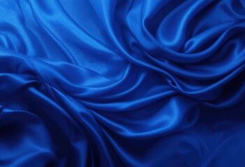 Obraz premium Luxurious Blue Satin Drapes Gentle Ripples of Soft Light and Shadow
