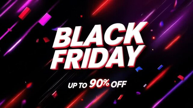 Exciting Black Friday Sale Promotion with Dynamic Lights and Confetti Effect