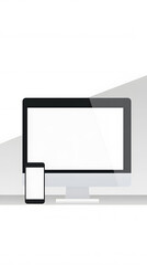 Modern Desktop Computer and Smartphone Setup