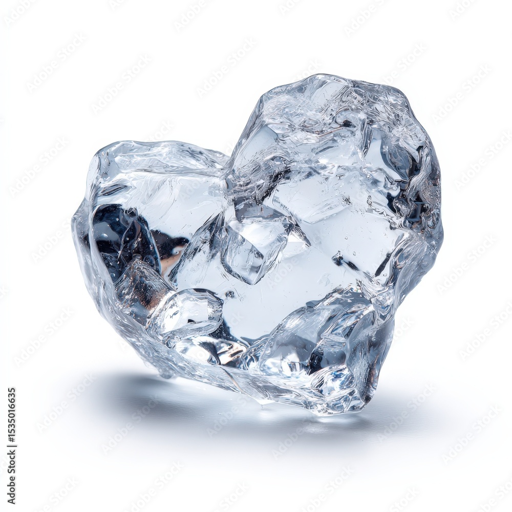 Poster a large irregular translucent ice chunk isolated on white background perfect for cold drinks and win