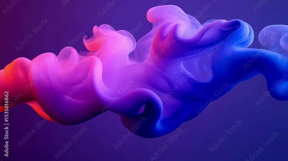 Poster colorful smoke formation moves smoothly across a dark background creating a mesmerizing visual effec