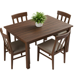 Modern Dining Set: 4-Chair Wooden Table for Kitchen or Dining Room on transparent background