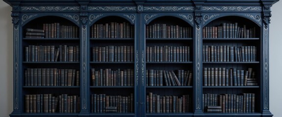  A nocturne in indigo, showcasing the glint of silver against the darkness of aged leather and the intricate patterns of Victorian