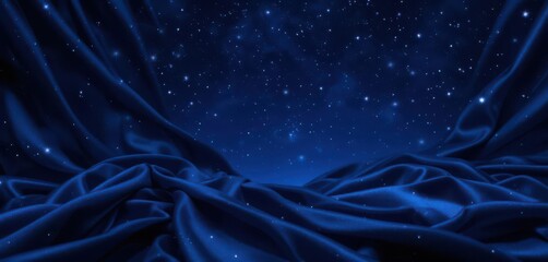  Celestial Satin Backdrop Deep Blue with Simulated Starry Light Reflection