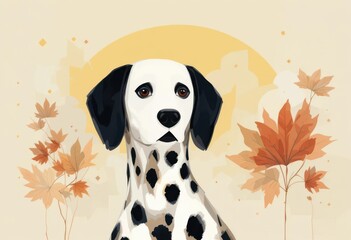  Geometric Harmony A Stylized Dalmatian in Autumn s Palette; Bold Shapes Contrasting Colors Create a Modern, Abstract Art