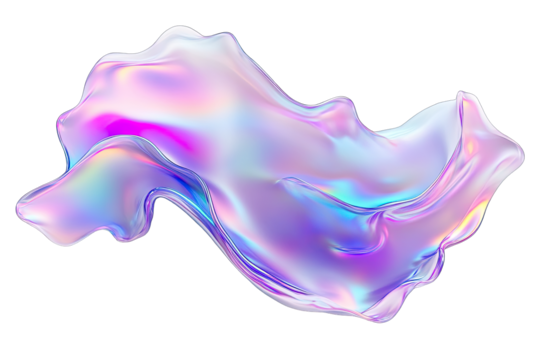 Abstract iridescent blob, flowing shapes, vibrant colors