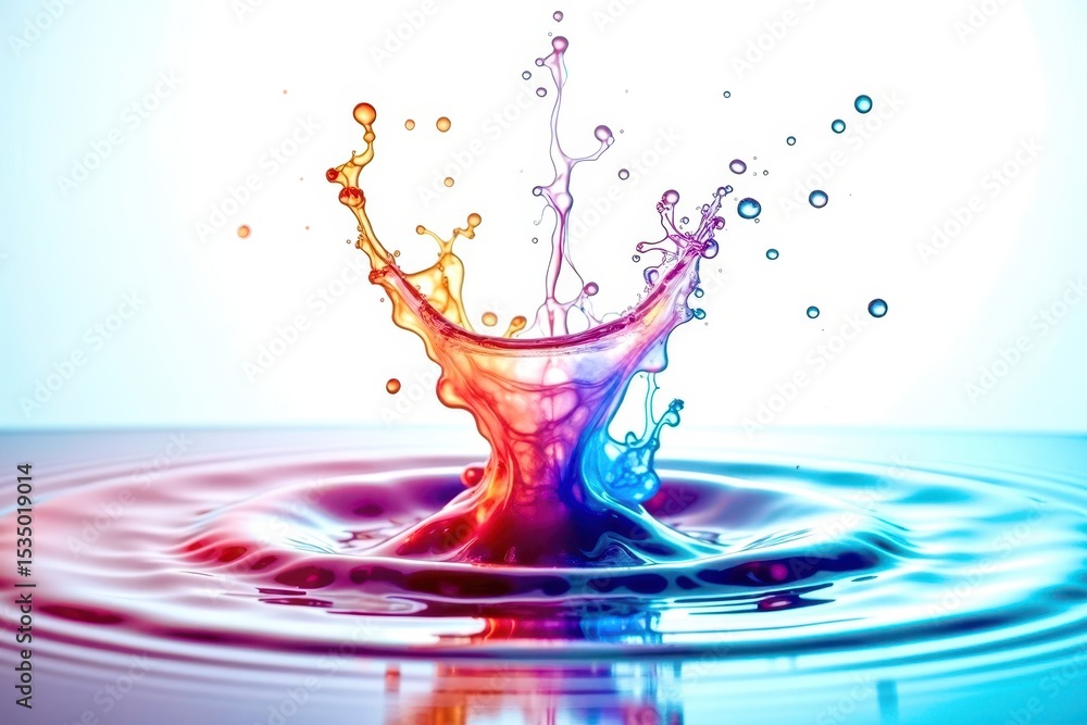Poster a splash of water with a rainbow in it
