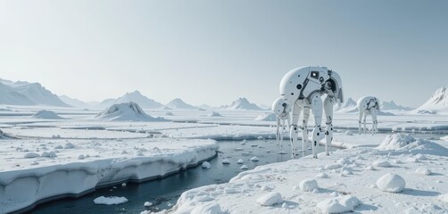  An Ivory Colored Robotic Ecosystem Evolves in the Arctic Tundra, Adapting to Extreme Conditions with Advanced Nanotechnology.