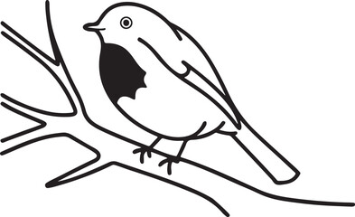 Robin Bird on Snow Flat Vector for Winter and Holiday Greeting Themes