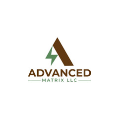 Design Logo letter A lightning ,Advanced Matrix LLC suistable for energy electric nature element vector editable 