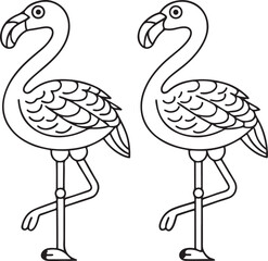 Standing Flamingo One Leg Up Flat Vector for Travel and Summer Themes