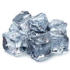 Obraz premium Sparkling Clear Ice Cubes Close up on White Background Perfect for Refreshing Drinks