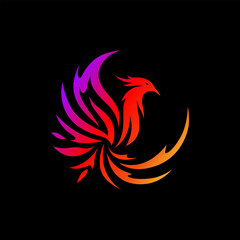 Fototapeta premium Phoenix Logo Illustration Design Template gold red blue
