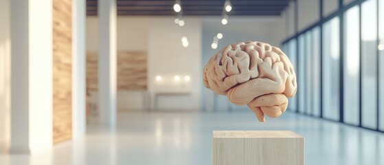 Wooden brain model. AI.
