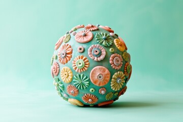 Colorful floral sphere. AI.