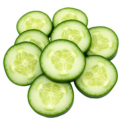 Crisp Cucumber Slices: Vibrant Green, Refreshing Texture on transparent background