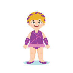 Cute girl gymnast. Vector illustration in cartoon style on a white background