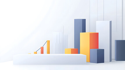 Abstract 3D Bar Chart with Colorful Columns and Minimalist Design