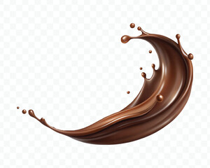 abstract 3d smooth liquid chocolate splash in different style isolated on transparent background