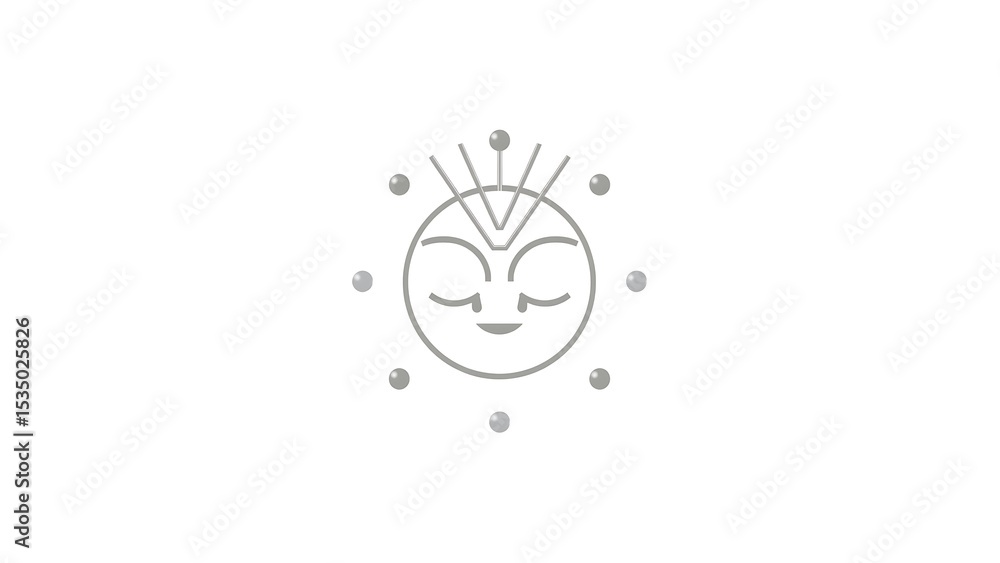 Poster minimal tech symbol resembling ai or human head with nodes on white background representing intellig