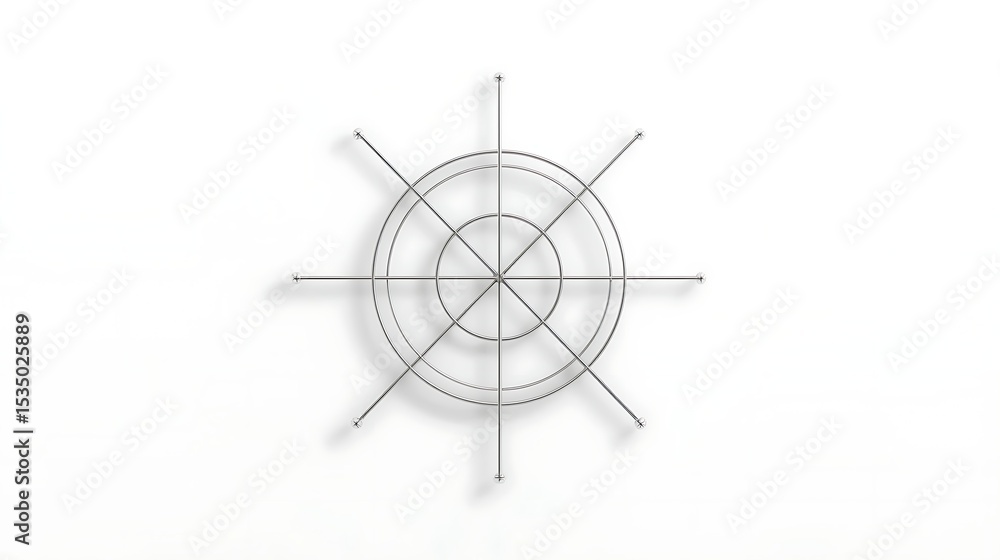 Poster compass-like minimal line design representing navigation and digital orientation on clean white back