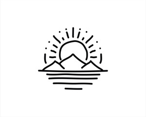 Sunrise logo in minimalist mountain outline